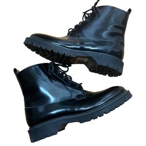 & Other Stories Black Lace Up Leather Boots Size 37 US 7